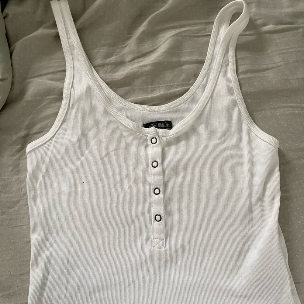 White Button Front Tank Top